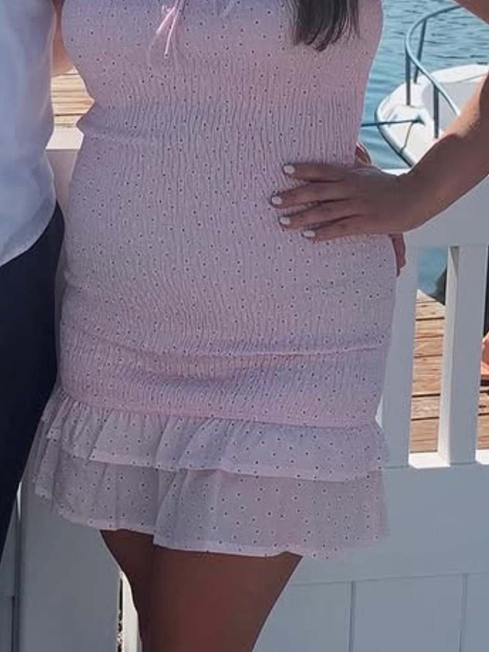 Sleeveless Pink Eyelet Ruffle Mini Skirt